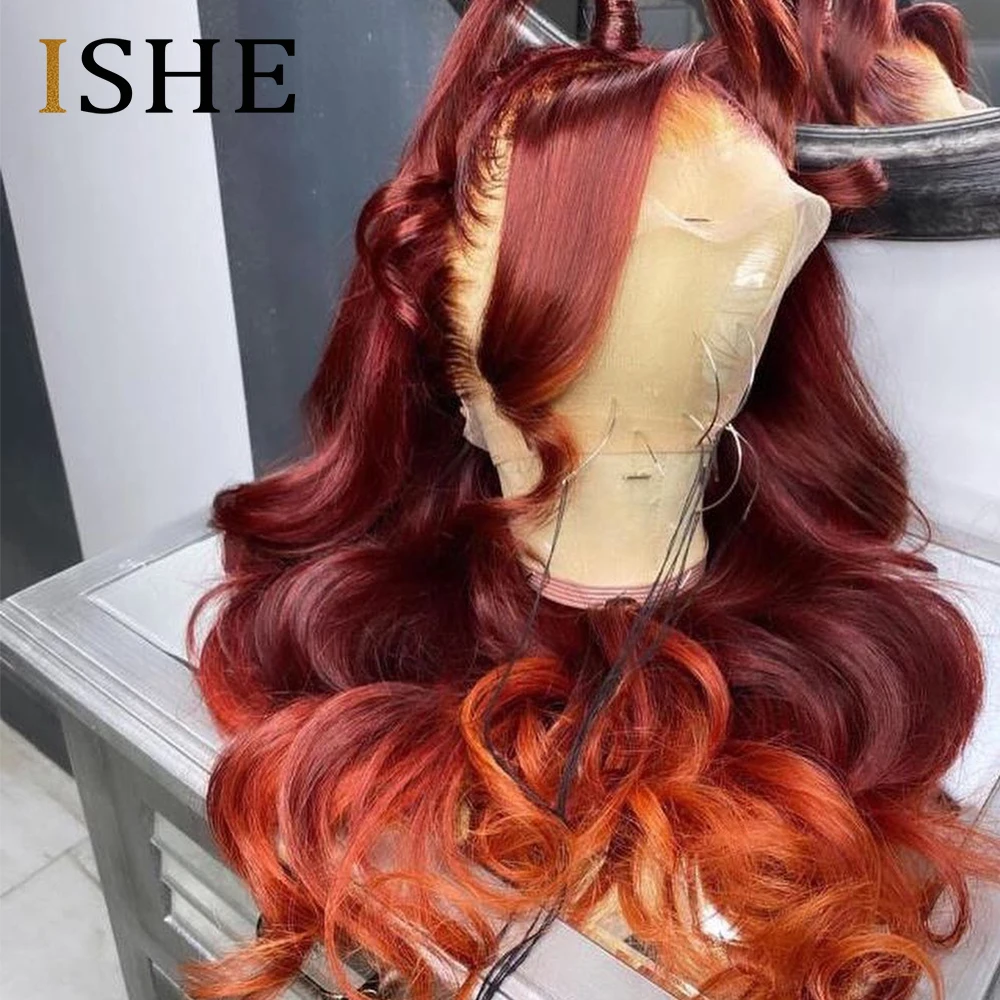 

Deep Orange Ginger 13x6 Lace Front Wigs For Women Human Hair Ombre Body Wave Lace Frontal Wig Pre Plucked 4x4 Lace Closure Wig
