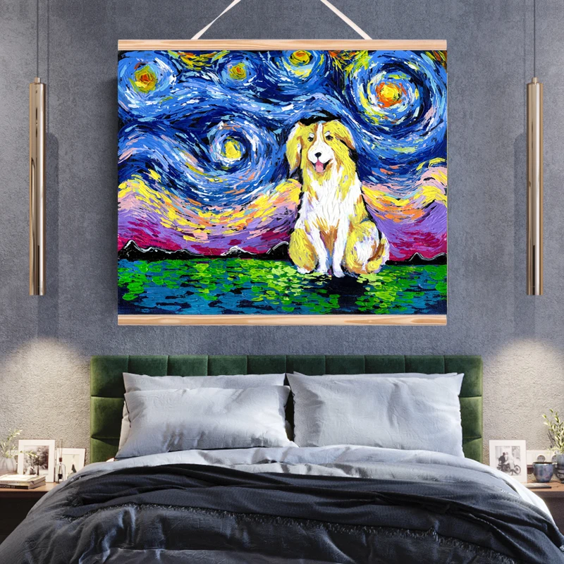 Картина в деревянной рамке WANGART с изображением Бернской горы собаки