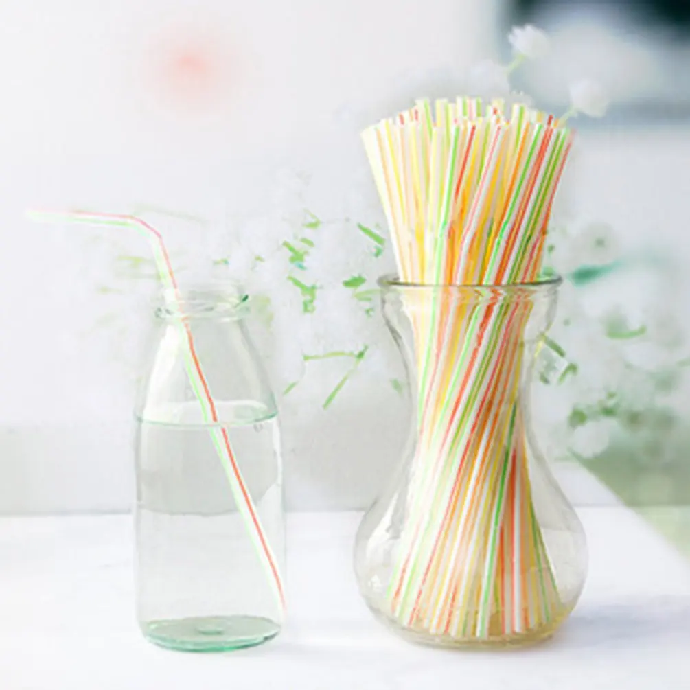 500 Pcs Disposable Plastic Drinking Straws Multi-Colored Striped Bendable Elbow Straws Party Event Multi Colored Rainbow Straw
500 Pcs Disposable Plastic Drinking Straws Multi-Colored Striped Bendable Elbow Straws Party Event Multi Colored Rainbow Straw