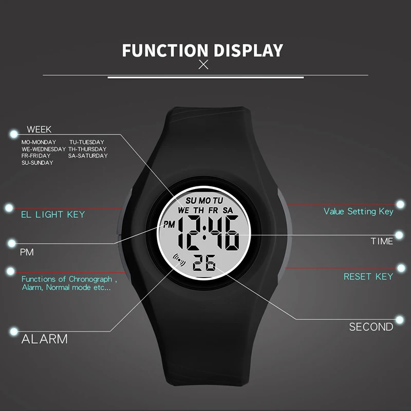 Часы детские SYNOKE брендовые цифровые для мальчиков и девочек водонепроницаемость