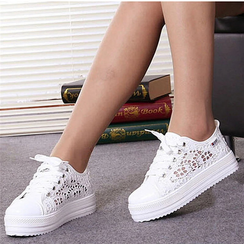 Women Sneakers Lace Up Fashion Summer Casual White Shoes Cutouts Lace Canvas Hollow Breathable Platform Flats Zapatos Mujeres
Women Sneakers Lace Up Fashion Summer Casual White Shoes Cutouts Lace Canvas Hollow Breathable Platform Flats Zapatos Mujeres