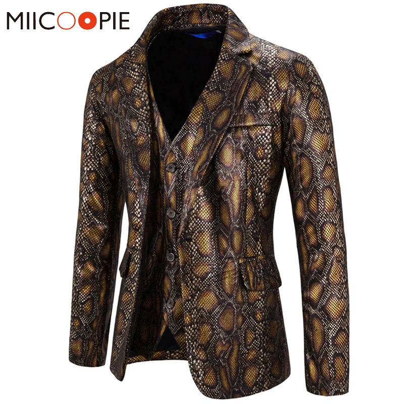 New Fashion One Button Suits Sets 2 Pc Nightclub Party Snake Pattern Suit(Blazer + Vest) Brand Formal Blazers Costume Masculino
New Fashion One Button Suits Sets 2 Pc Nightclub Party Snake Pattern Suit(Blazer + Vest) Brand Formal Blazers Costume Masculino