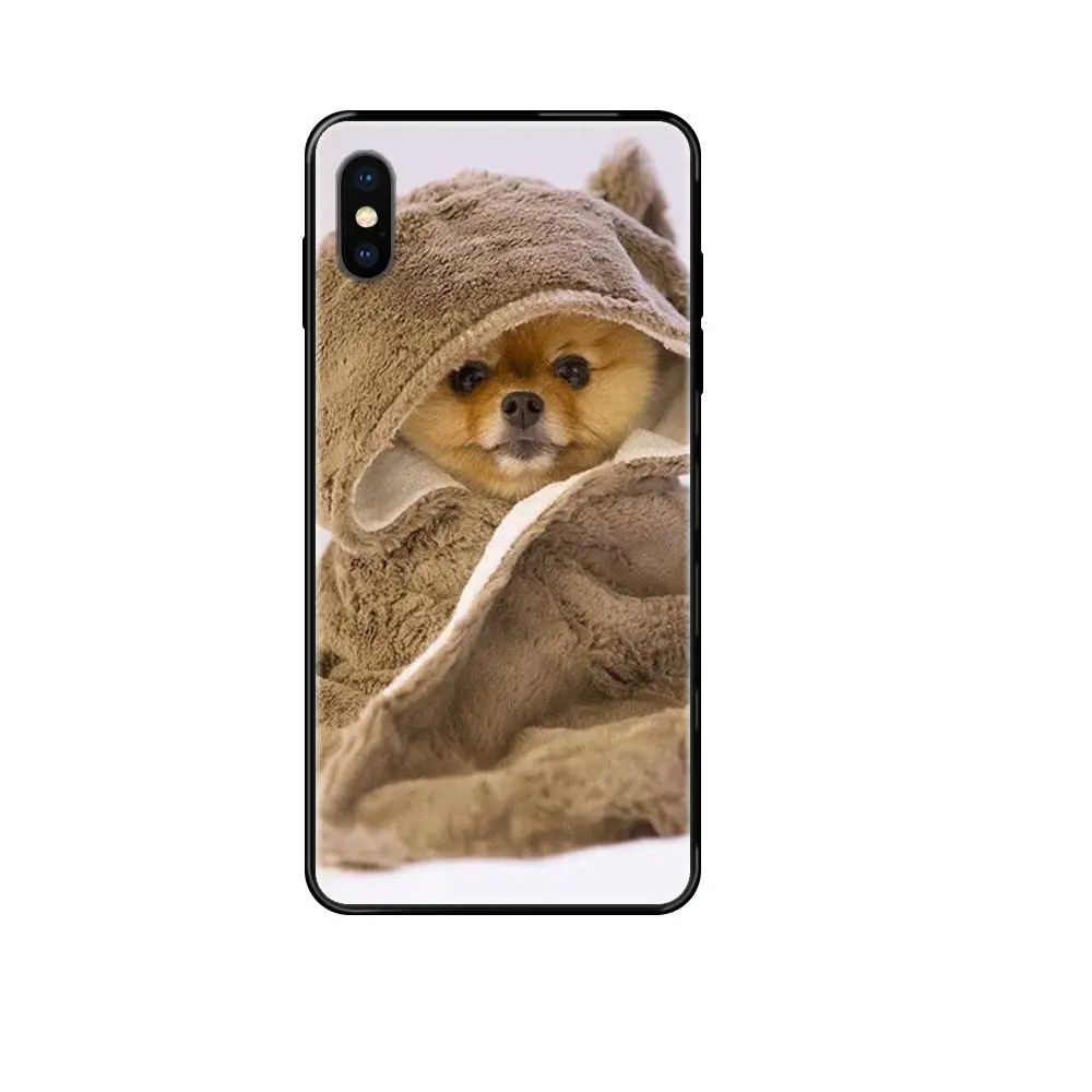 Черный мягкий чехол для телефона из ТПУ с изображением померанского щенка 11