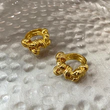 Brass With 18K Gold Twist Knot Statement Rings Solid Ring Women Jewelry Designer T Show Club Cocktail Party Rare Japan Korean