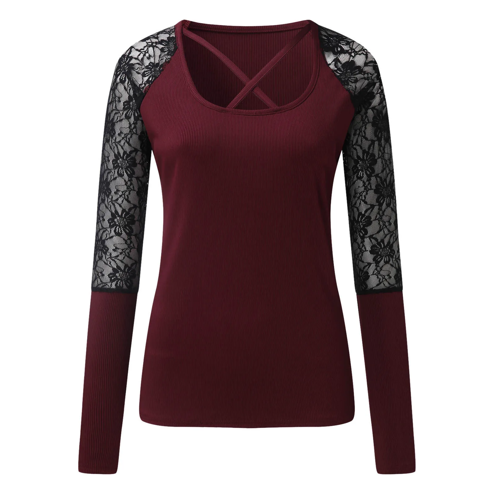 Blouses Women's Autumn Shirts Round Neck Long Sleese Cross The Chest Casual Tops Lace Blusas Slim Blouses Camiseta Feminina D4
Blouses Women's Autumn Shirts Round Neck Long Sleese Cross The Chest Casual Tops Lace Blusas Slim Blouses Camiseta Feminina D4