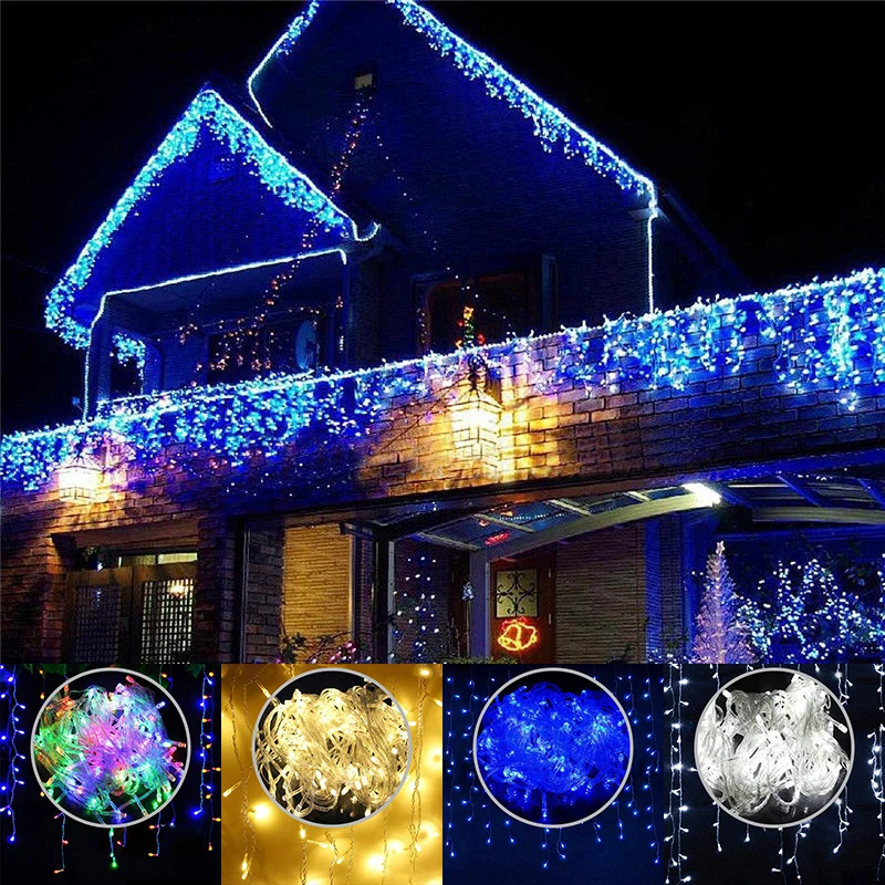 

2021 Christmas Light Led Curtain Icicle String Lights 5M Droop 0.6-0.8M Waterfall Decoration Wedding Outdoor Valentine Garden