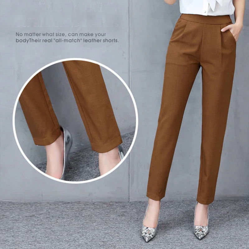 Spring summer women's pants Fashion thin Ankle-length High waist trousers flexible Pencil pants Solid color pants
Spring summer women's pants Fashion thin Ankle-length High waist trousers flexible Pencil pants Solid color pants
