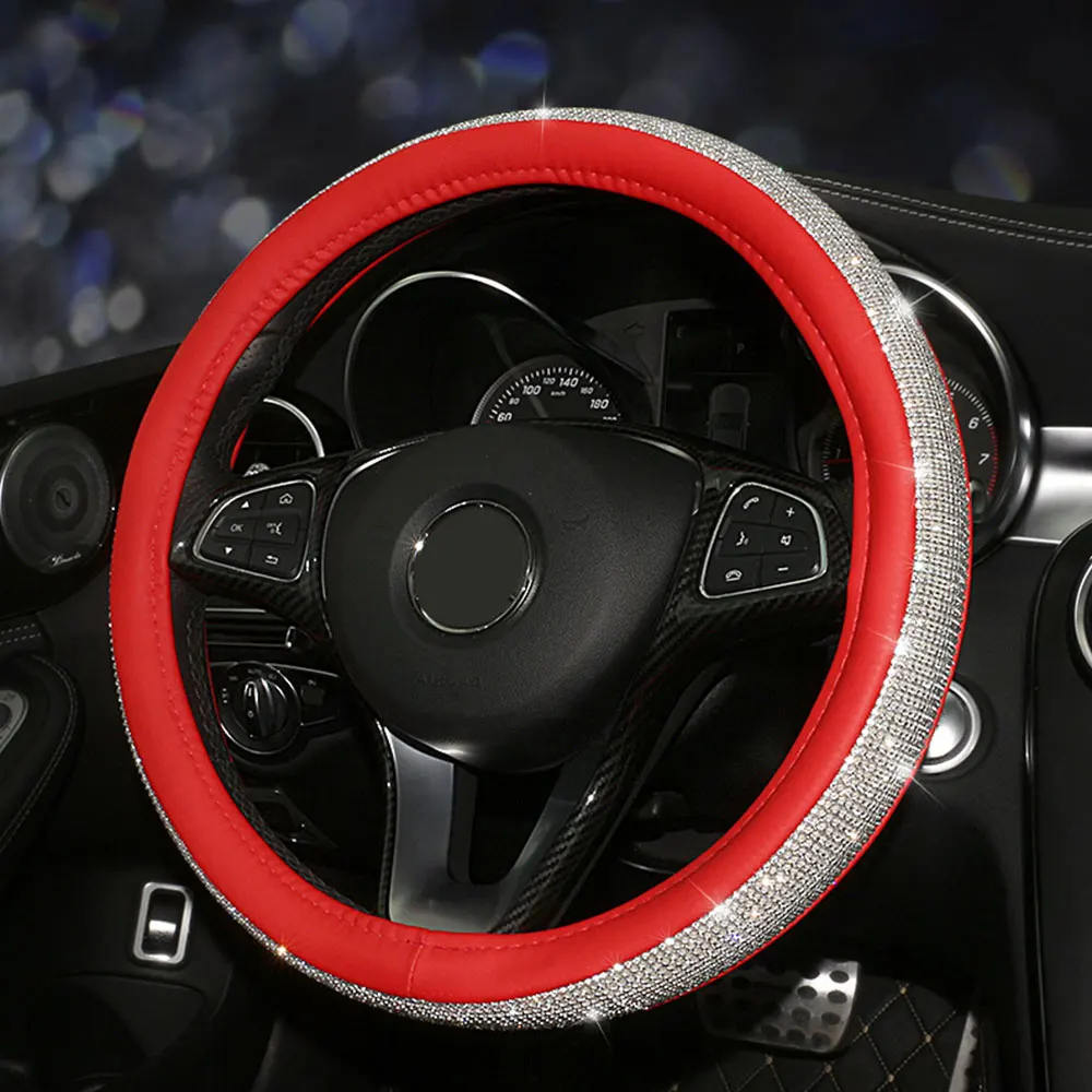38 cm steering wheel cover leather rhinestone car interior accessories car steering wheel cover
38 cm steering wheel cover leather rhinestone car interior accessories car steering wheel cover