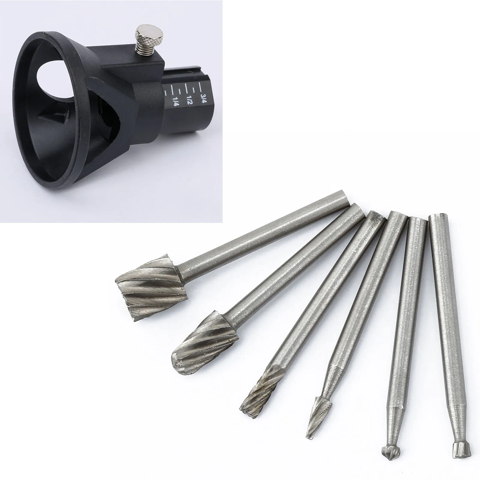 6Pcs HSS Routing Router Grinding Bits Wood Milling Burrs Cutter Set 3.17mm+ Drill Dedicated Locator Horn for Dremel Rotary Tool
6Pcs HSS Routing Router Grinding Bits Wood Milling Burrs Cutter Set 3.17mm+ Drill Dedicated Locator Horn for Dremel Rotary Tool