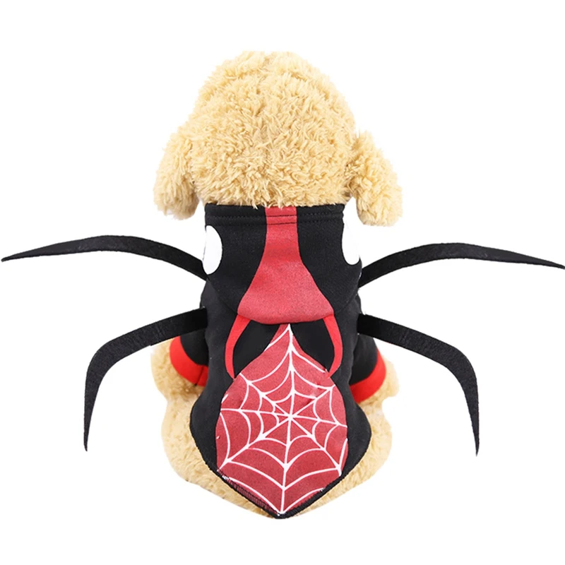 Pet Halloween Funny Spider Cosplay Coat Dogs Puppy 2-legged Hooded For Cold Weather | Дом и сад