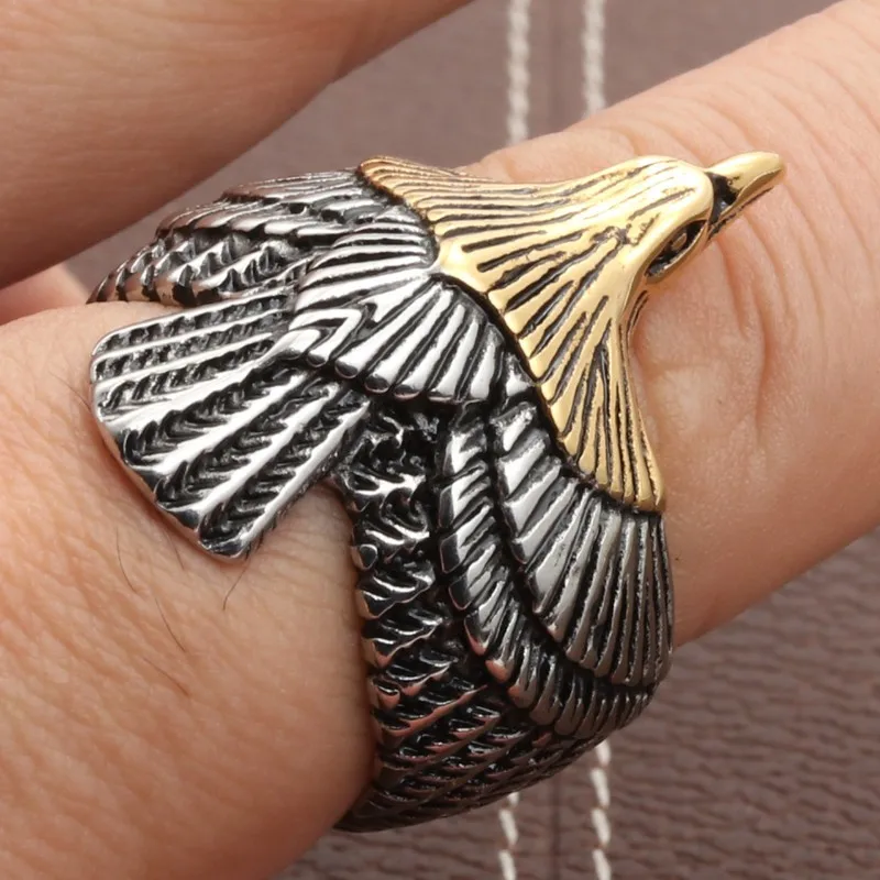 

Punk Flying Eagle Wing Animal Knight Opening Adjustable Ring for Male Party Wedding Engagement Cool Unique Vintage Jewelry
