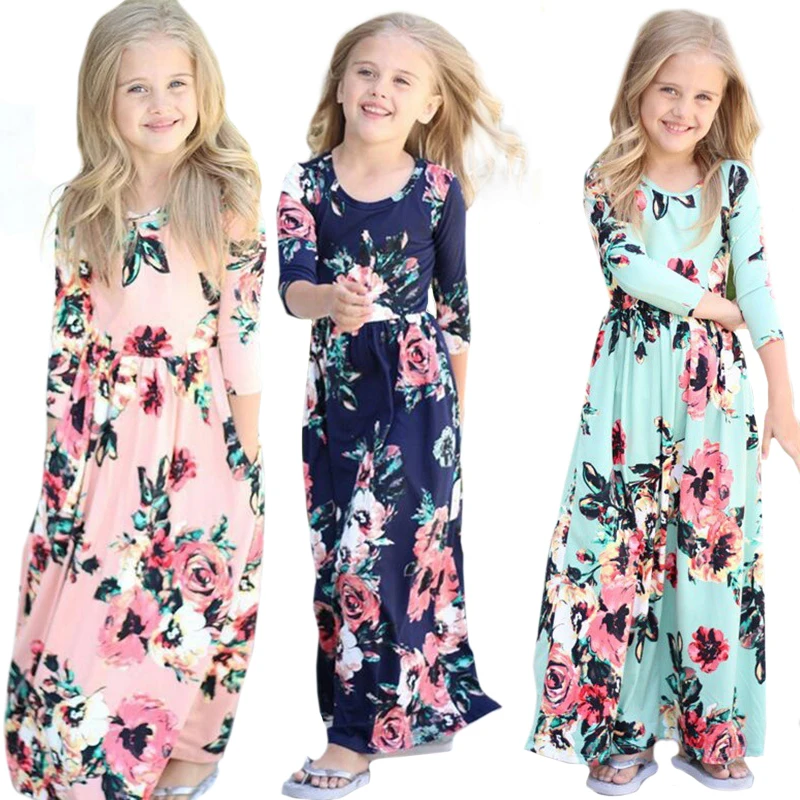 New Kids Girls Child Casual Long Sleeve Crew Neck Beach Boho Long Maxi Dress Summer Party Dress Sundress
New Kids Girls Child Casual Long Sleeve Crew Neck Beach Boho Long Maxi Dress Summer Party Dress Sundress