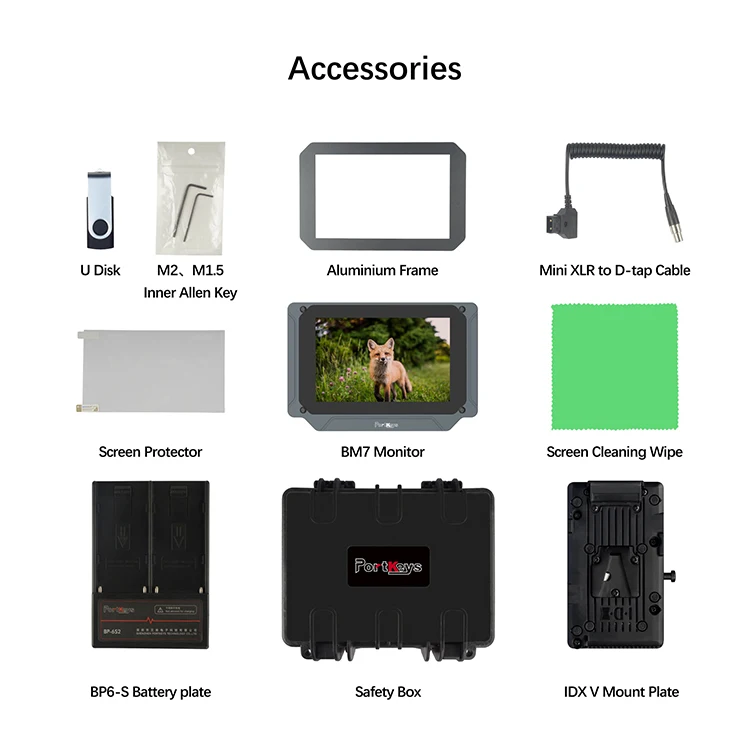 PortKeys BM7 7 inch Monitor 2000nit HDMI 3G-SDI Full HD On-Camera Field Monitor with 3D LUT and HDR Preview Video Monitor
PortKeys BM7 7 inch Monitor 2000nit HDMI 3G-SDI Full HD On-Camera Field Monitor with 3D LUT and HDR Preview Video Monitor