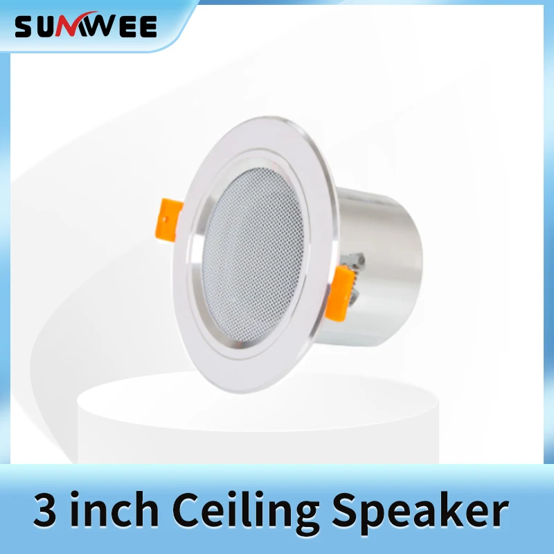 

3 inch 8Ohm 10W 95mm cut-out Bathroom Ceiling Speaker Background Music System Moisture-proof Aluminum Can Fashion Speaker