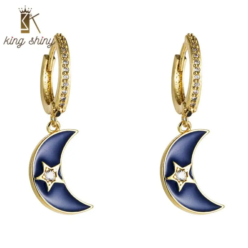 2020 Korean and European New Design Earring for Woman High Quality Dropping Oil and Zircon Moon and Star Dangle Earring for Girl
2020 Korean and European New Design Earring for Woman High Quality Dropping Oil and Zircon Moon and Star Dangle Earring for Girl