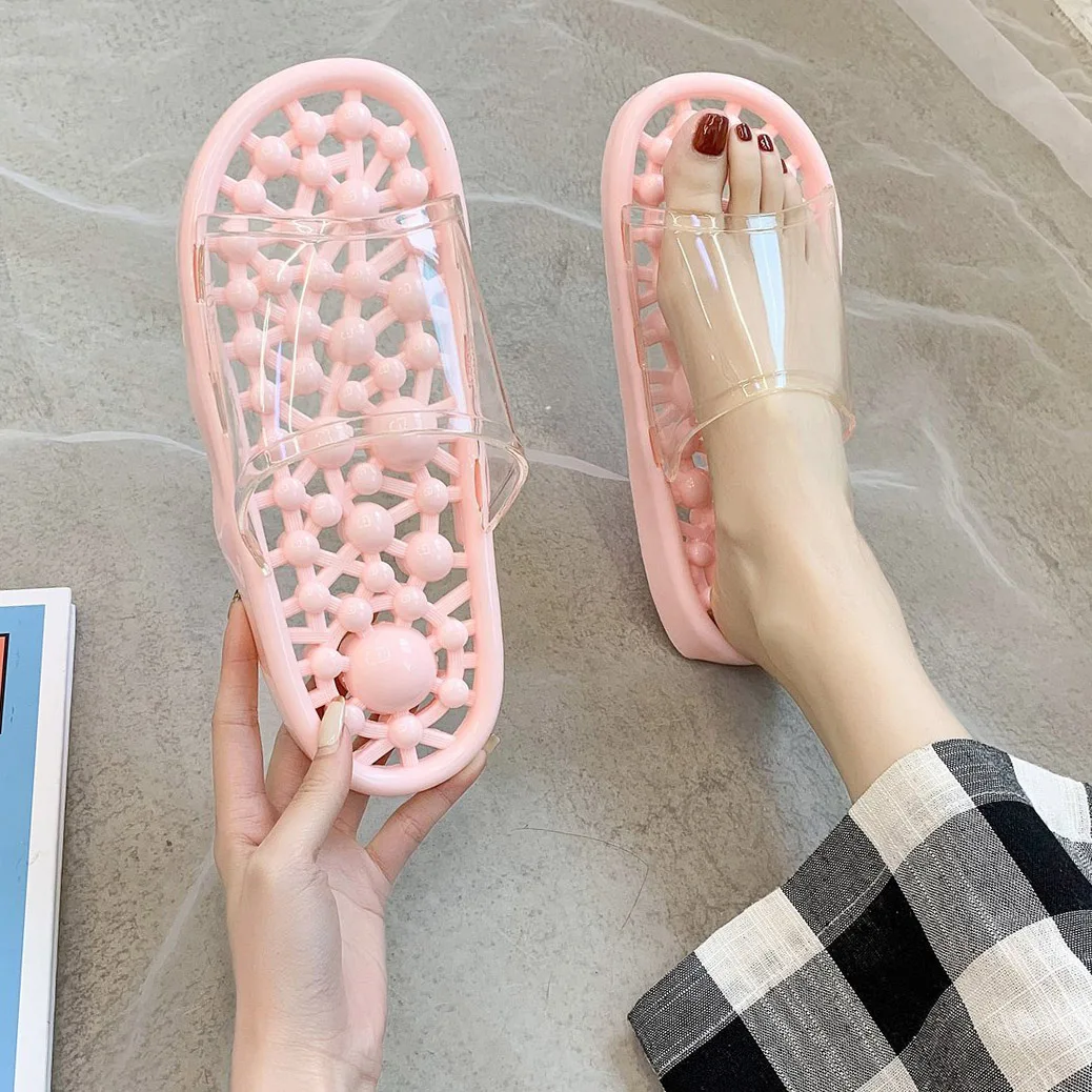 Acupressure Massage Slippers Men Women Transparent Candy color Non-Slip Bathroom Health Foot Massage Beads Couple Home Slippers
Acupressure Massage Slippers Men Women Transparent Candy color Non-Slip Bathroom Health Foot Massage Beads Couple Home Slippers