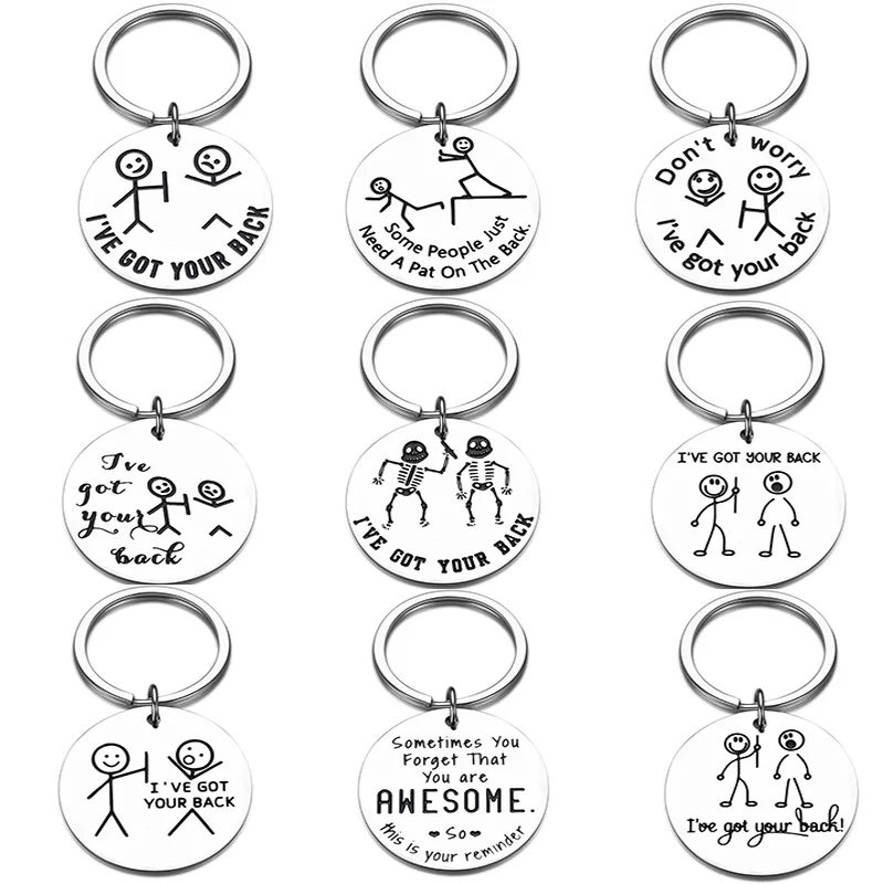 Custom Name Logo Text I've got your back Stainless Steel Keychain Round Funny Cartoon Friendship Keyring for Friend Couple Gift
Custom Name Logo Text I've got your back Stainless Steel Keychain Round Funny Cartoon Friendship Keyring for Friend Couple Gift