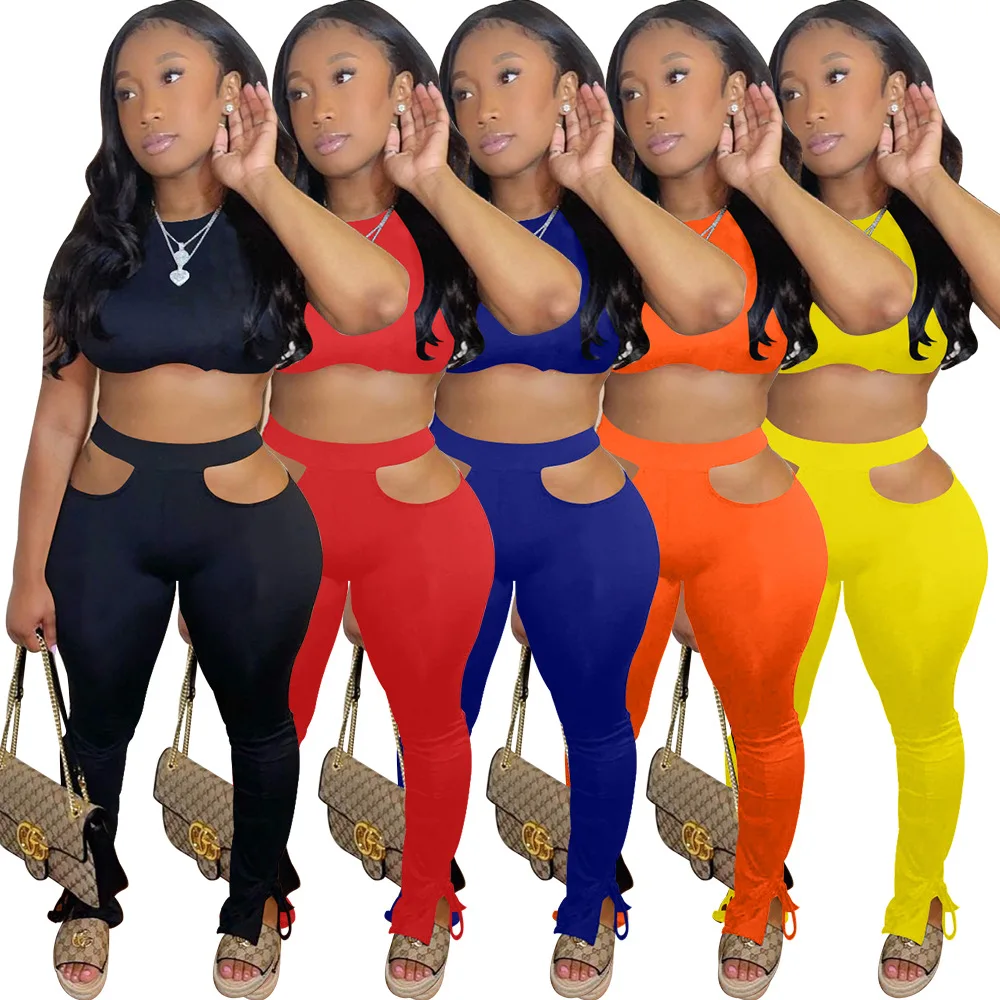 Solid Color Two Piece Set Woman Short Sleeve O Neck Crop Top And Hollow Out Pencil Pants Fitness Sporty Wear Clothes S-XXL
Solid Color Two Piece Set Woman Short Sleeve O Neck Crop Top And Hollow Out Pencil Pants Fitness Sporty Wear Clothes S-XXL