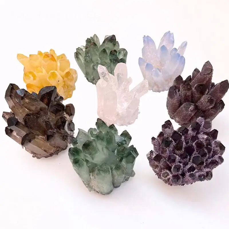 

Natural Green ghost Crystal Cluster Original Stone Healing Reiki orange Crystals Minerals Specimen home decor