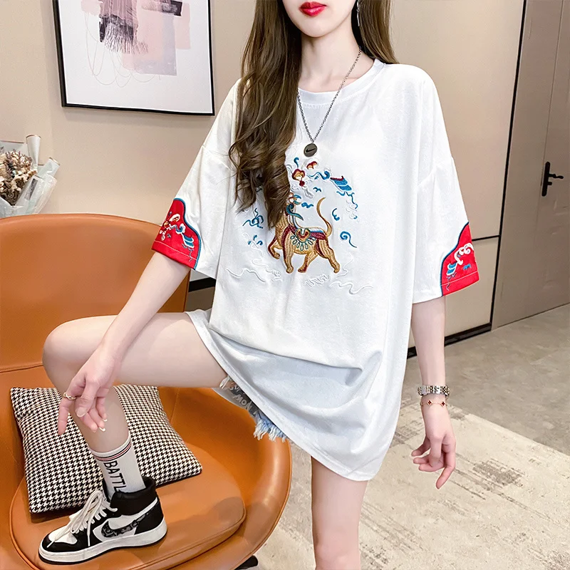 #4230 черная, белая, Красная футболка с коротким рукавом, Женская винтажная Повседневная футболка в китайском стиле с вышивкой, хлопковая своб...
#4230 черная, белая, Красная футболка с коротким рукавом, Женская винтажная Повседневная футболка в китайском стиле с вышивкой, хлопковая своб...