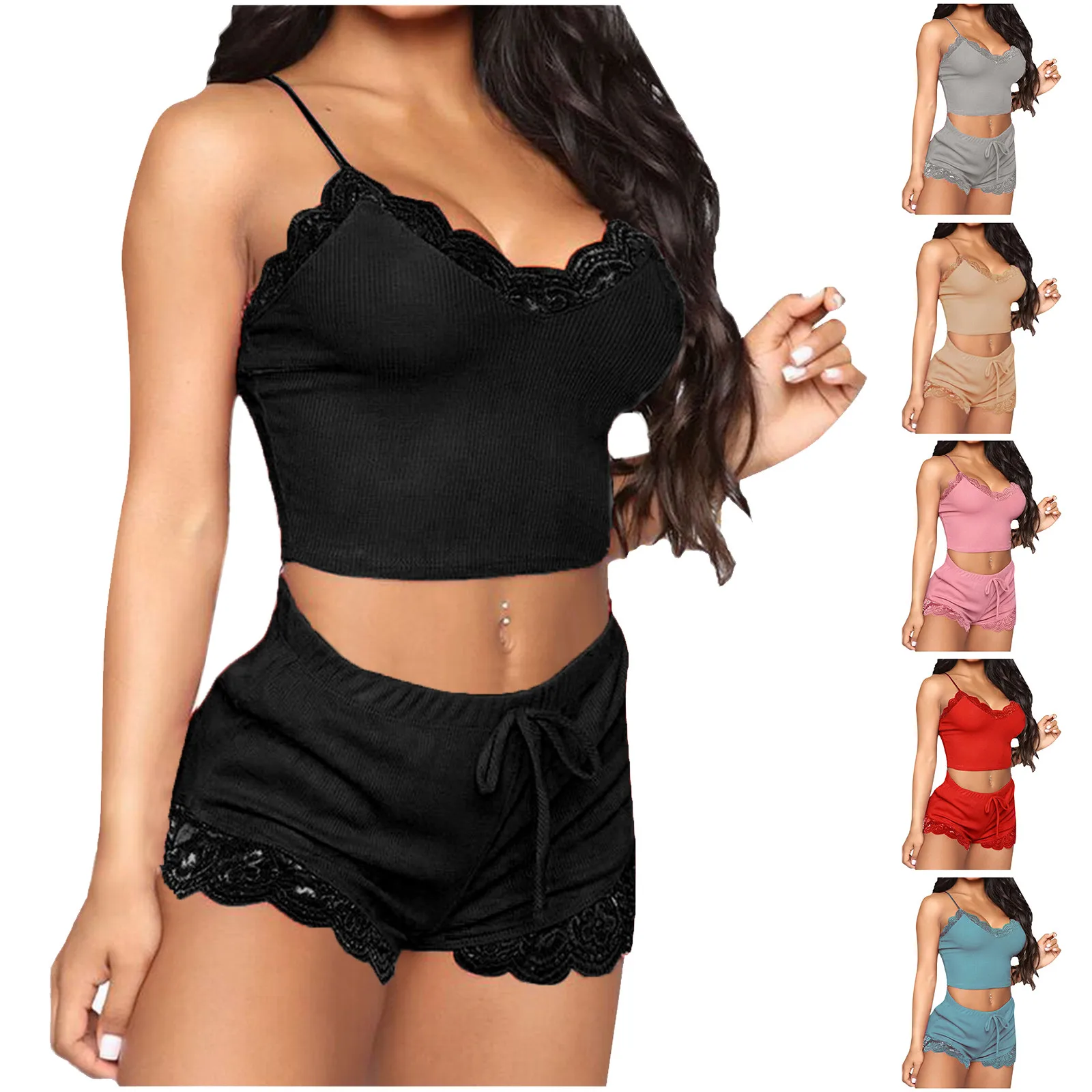 2021 Women's Camisole Shorts Set Nightwear Women Lingerie Set Sexy Lingerie Sets With Lace Underwear Sleepwear Pajamas Panties
2021 Women's Camisole Shorts Set Nightwear Women Lingerie Set Sexy Lingerie Sets With Lace Underwear Sleepwear Pajamas Panties
