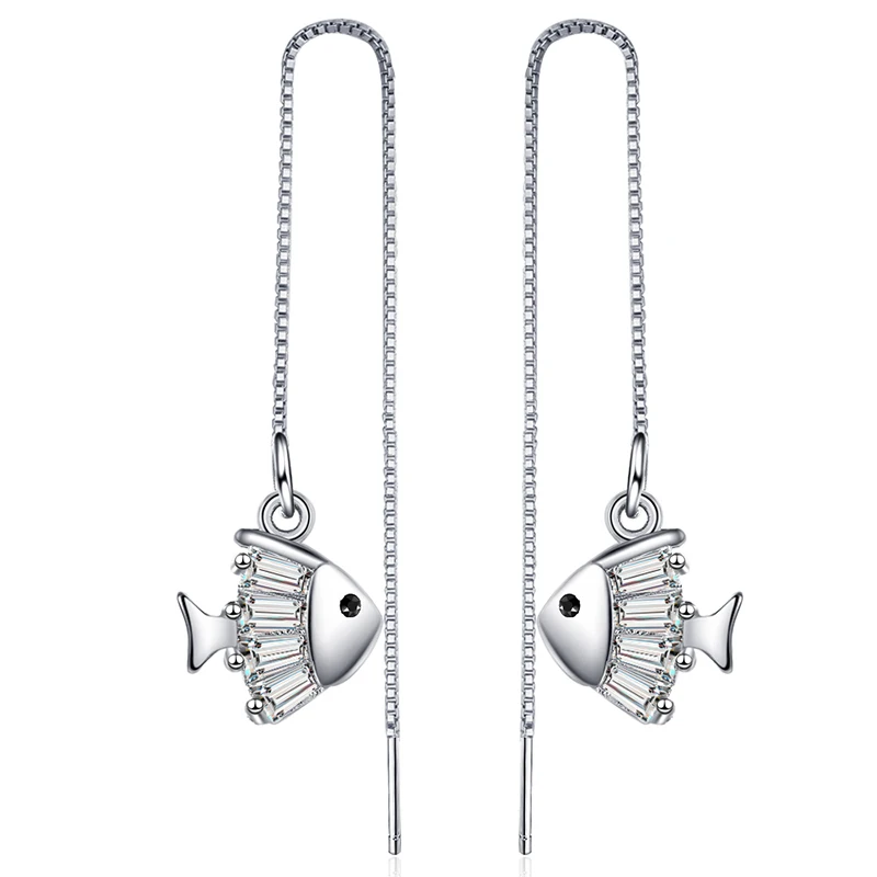 Stylish Simple Fish Micro Paved AAA Cubic Zircon Drop Earrings for Women Girl Fashion Sweet Long Chain Tassel Earring Party Gift
Stylish Simple Fish Micro Paved AAA Cubic Zircon Drop Earrings for Women Girl Fashion Sweet Long Chain Tassel Earring Party Gift