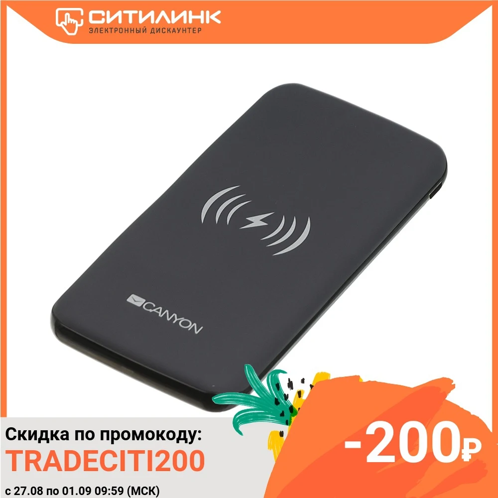 

External Battery (Power Bank) canyon cns-tpbw8b, 8000 mAh, black, (oscnstpbw8b)