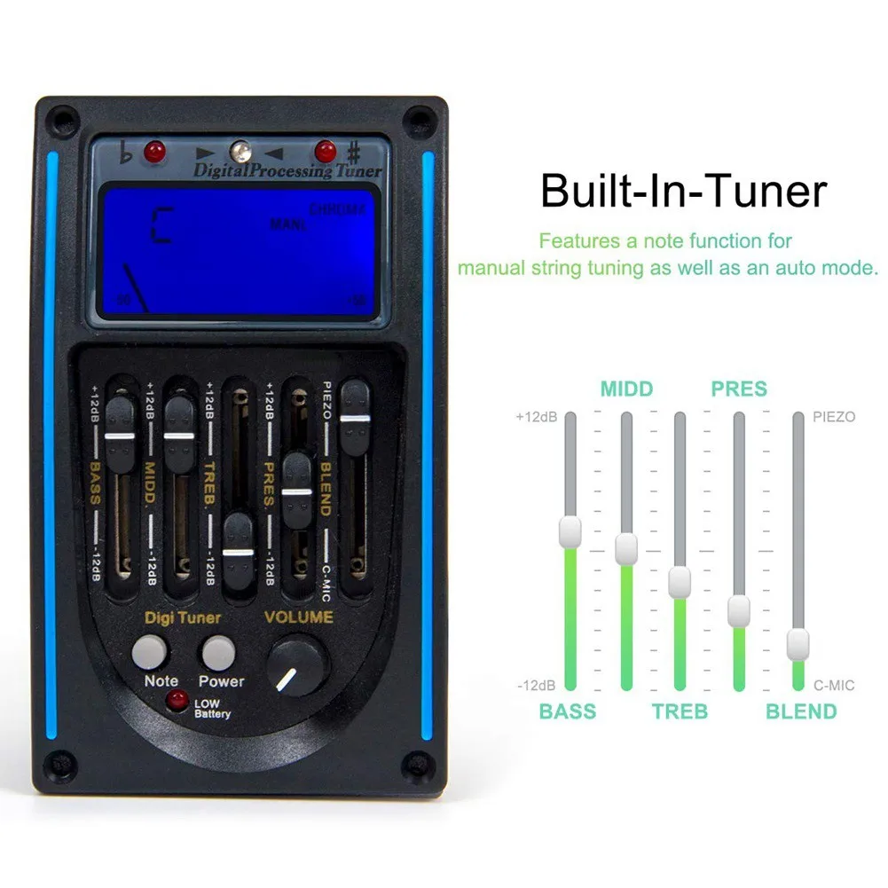 5-Band Acoustic Guitar Preamp EQ Equalizer Piezo Pickup Amplifier LCD Tuner+MIC With Micro Phone Pickup For Acoustic Guitar
5-Band Acoustic Guitar Preamp EQ Equalizer Piezo Pickup Amplifier LCD Tuner+MIC With Micro Phone Pickup For Acoustic Guitar