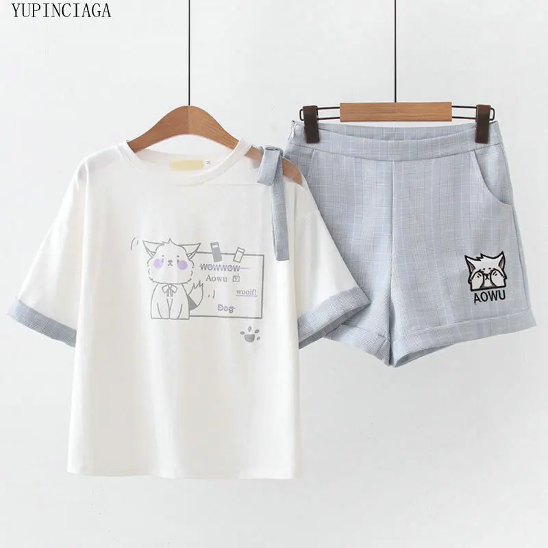 Korean Style Two Piece Set Summer New Cute Cat Print Short-Sleeve T-shirt + Shorts Women's Sets Sweet Style 2 Piece Set
Korean Style Two Piece Set Summer New Cute Cat Print Short-Sleeve T-shirt + Shorts Women's Sets Sweet Style 2 Piece Set