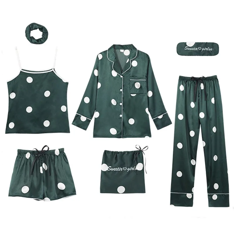 Tonngirls Women's 7 Pieces Pajamas Sets Sexy Pijama Silk Nightwear Green Pyjama Women Sleepwear Sets Homewear Spring Summer
Tonngirls Women's 7 Pieces Pajamas Sets Sexy Pijama Silk Nightwear Green Pyjama Women Sleepwear Sets Homewear Spring Summer