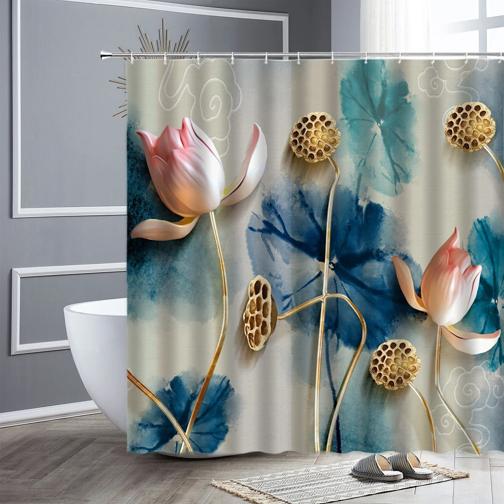 Chinese Style Shower Curtains Pink Lotus Green Leaves Pond Frog Summer Natural Scenery Home Decor Screens Bathroom Curtain Sets
Chinese Style Shower Curtains Pink Lotus Green Leaves Pond Frog Summer Natural Scenery Home Decor Screens Bathroom Curtain Sets