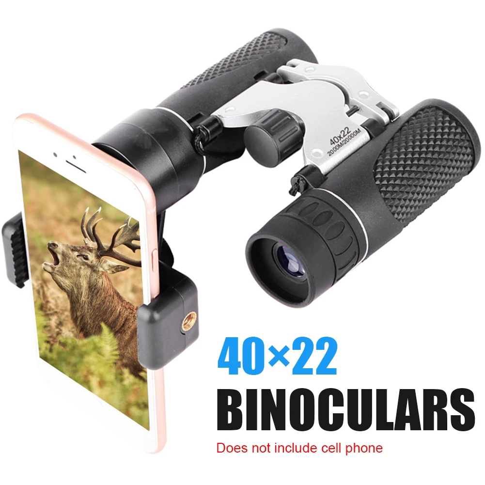 40X22 Mini Binocular Professional Telescope Zoom BAK4 Lens with Phone Adapter for Outdoor Camping Hiking Hunting Bird Watching
40X22 Mini Binocular Professional Telescope Zoom BAK4 Lens with Phone Adapter for Outdoor Camping Hiking Hunting Bird Watching