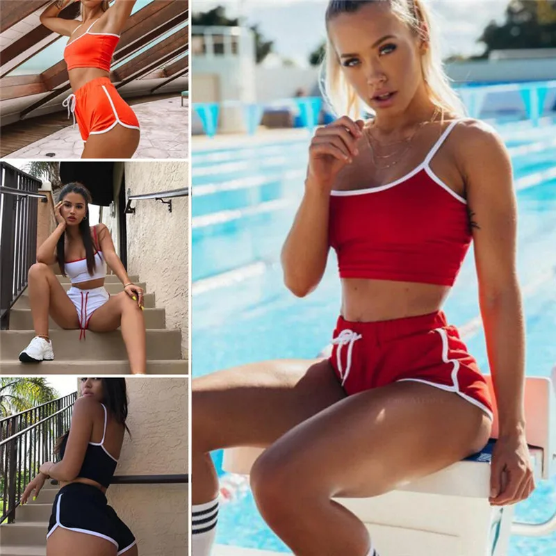 2Pcs Halter Neck Side Striped Black Yoga Sets Sexy Women Crop Top Shorts Set Gym Running Sportwear Suit Fitness Sport Workout
2Pcs Halter Neck Side Striped Black Yoga Sets Sexy Women Crop Top Shorts Set Gym Running Sportwear Suit Fitness Sport Workout