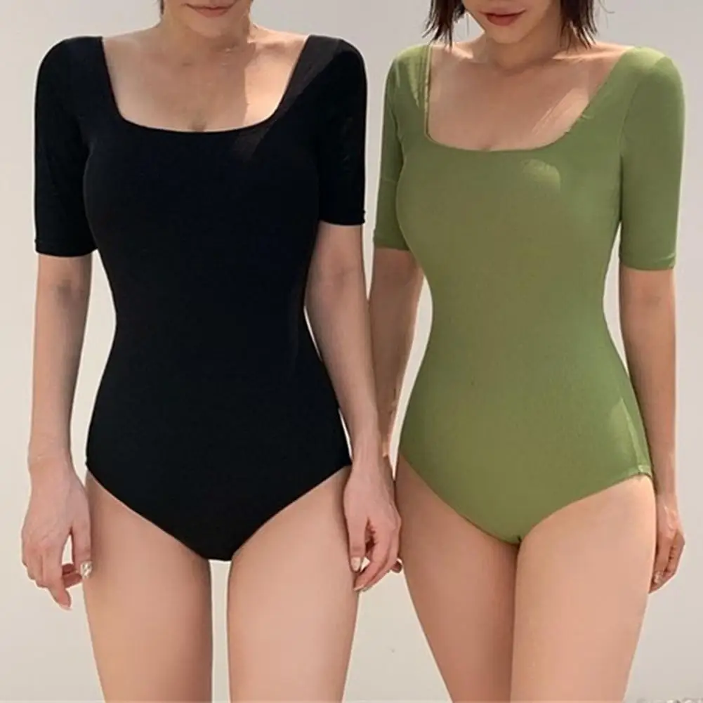 Women Summer Solid Color Half Sleeve Skinny One Piece Swimwear Monokini Swimsuit кђпалники женские 2021
Women Summer Solid Color Half Sleeve Skinny One Piece Swimwear Monokini Swimsuit кђпалники женские 2021