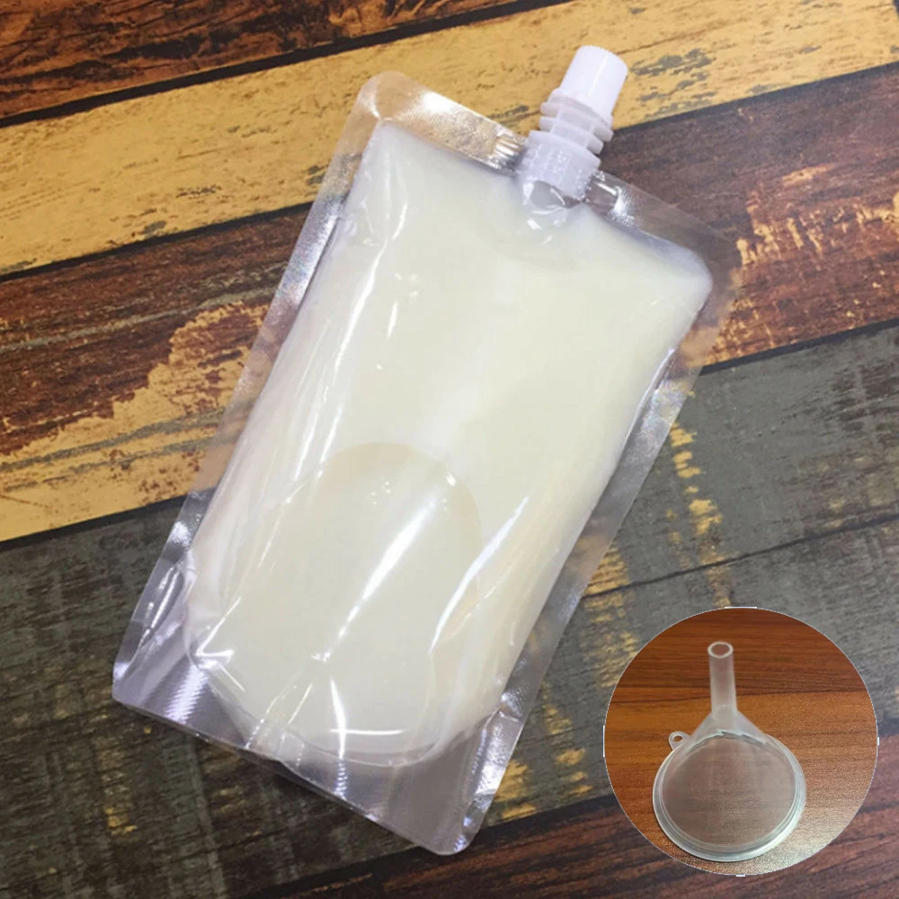 

20-50pcs 300mL Transparent Stand Up Spout Beverage Bag 200mL Plastic Storage Pouch for Party Wedding Juice Beer with Funnels