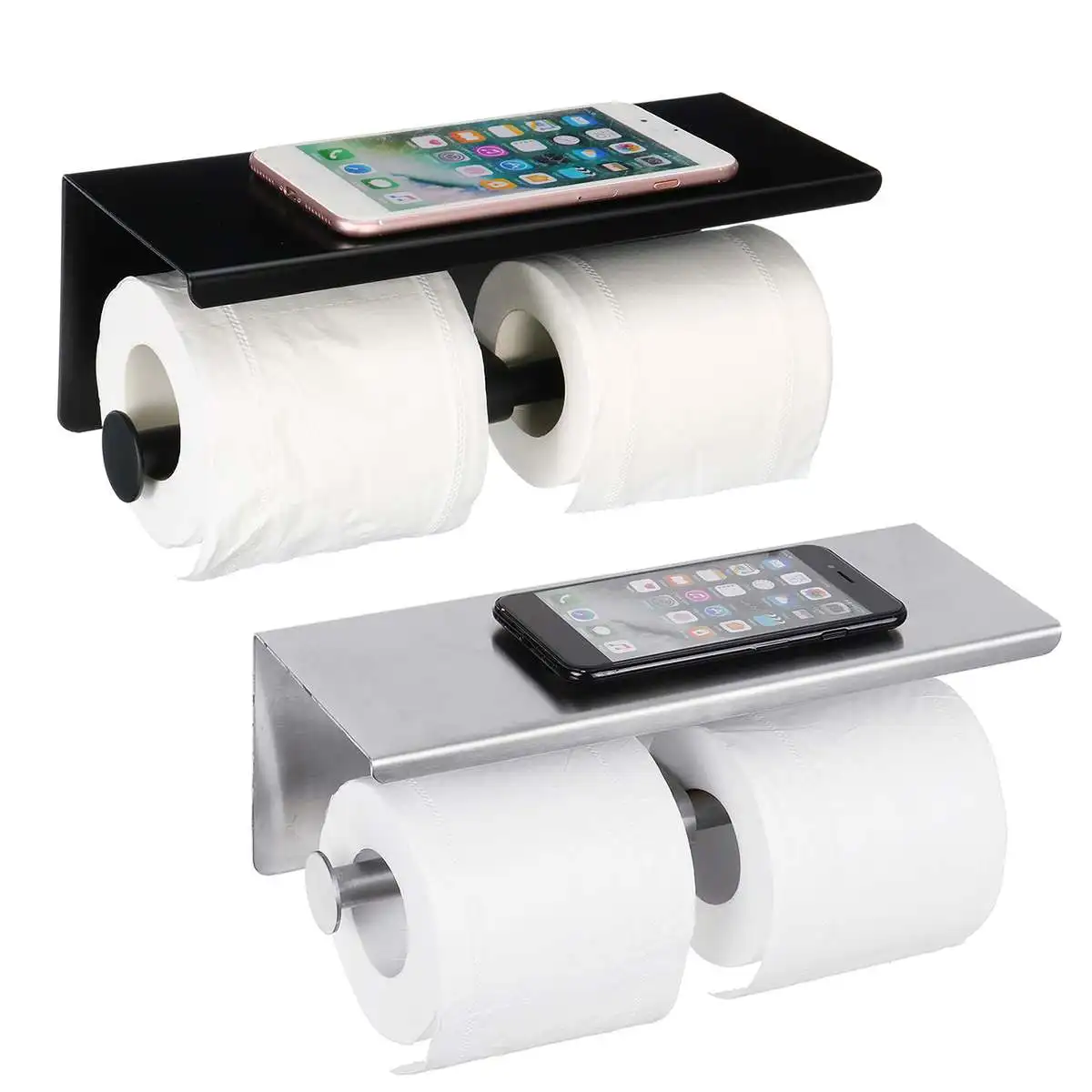 Double Row Design Matte BlackStainless Steel Thicken Toilet Paper Tissues Holder Rack With Phone Shelf Toilet Paper Holder Rack
Double Row Design Matte BlackStainless Steel Thicken Toilet Paper Tissues Holder Rack With Phone Shelf Toilet Paper Holder Rack
