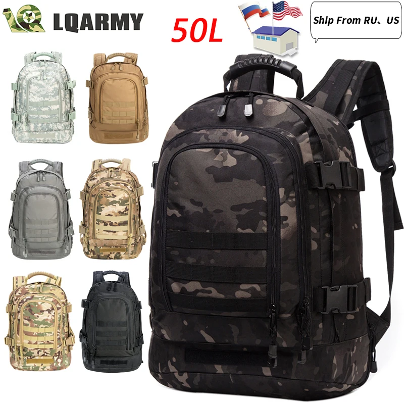 50L Camping Backpack Military Bag Men Travel Bags Tactical Army Molle Climbing Rucksack Hiking Outdoor Hunting Bags
50L Camping Backpack Military Bag Men Travel Bags Tactical Army Molle Climbing Rucksack Hiking Outdoor Hunting Bags