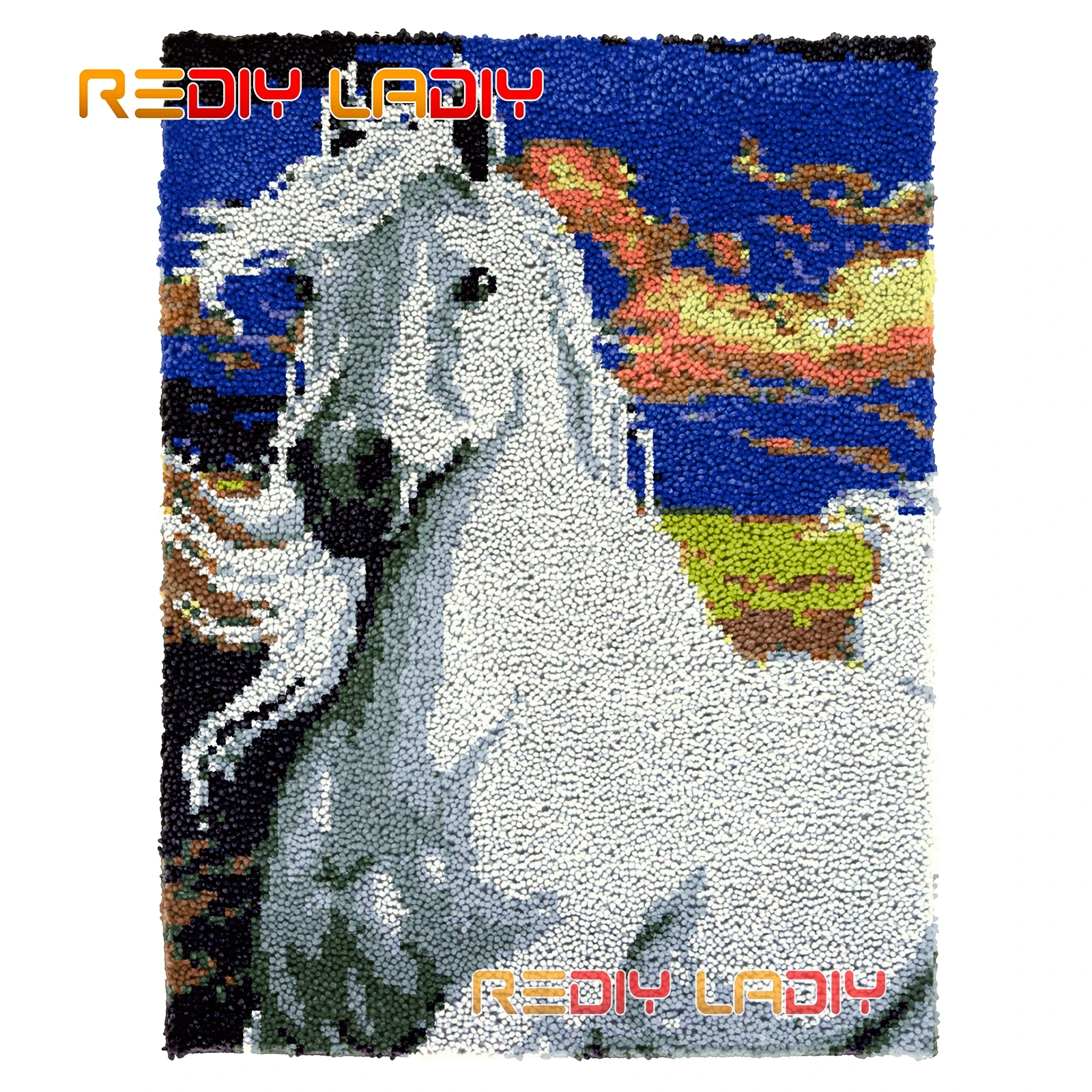 DIY Carpet Rug Kits White Horse Seat Cushion Latch Hook Rug Thick Yarn Needlework Crocheting Tapestry Knotted Floor Mat Crafts
DIY Carpet Rug Kits White Horse Seat Cushion Latch Hook Rug Thick Yarn Needlework Crocheting Tapestry Knotted Floor Mat Crafts