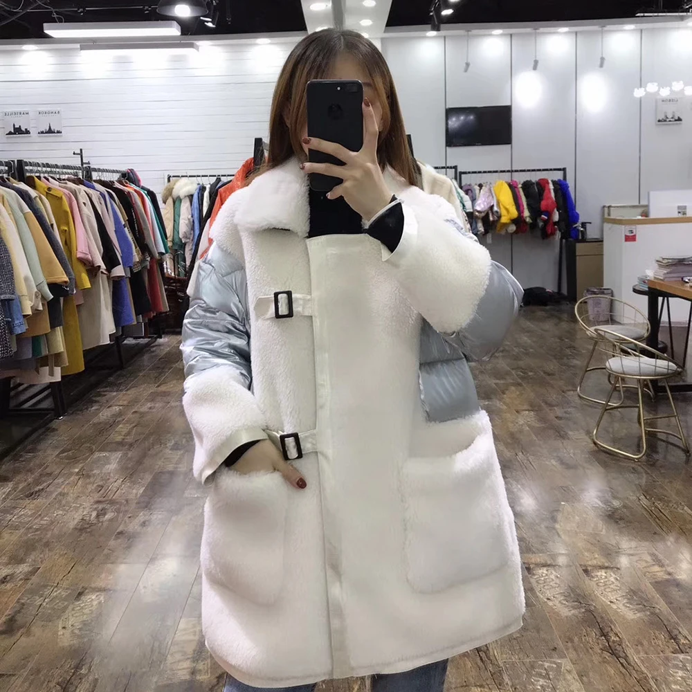 Faux oweisize down jacket with 30% sheep fur wool coat women 2020 new thick warm clothes
Faux oweisize down jacket with 30% sheep fur wool coat women 2020 new thick warm clothes