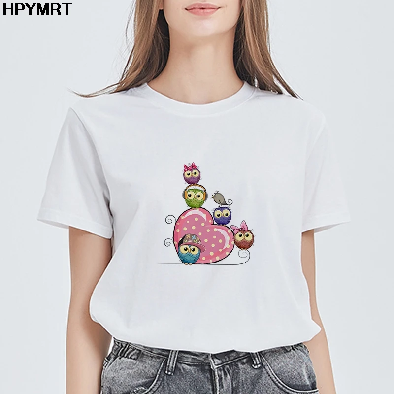 Summer New Tops Tee Trend Cute Owl print ladies T-shirt casual basics O-collar white shirt short sleeve ladies Tshirt,Drop Ship
Summer New Tops Tee Trend Cute Owl print ladies T-shirt casual basics O-collar white shirt short sleeve ladies Tshirt,Drop Ship