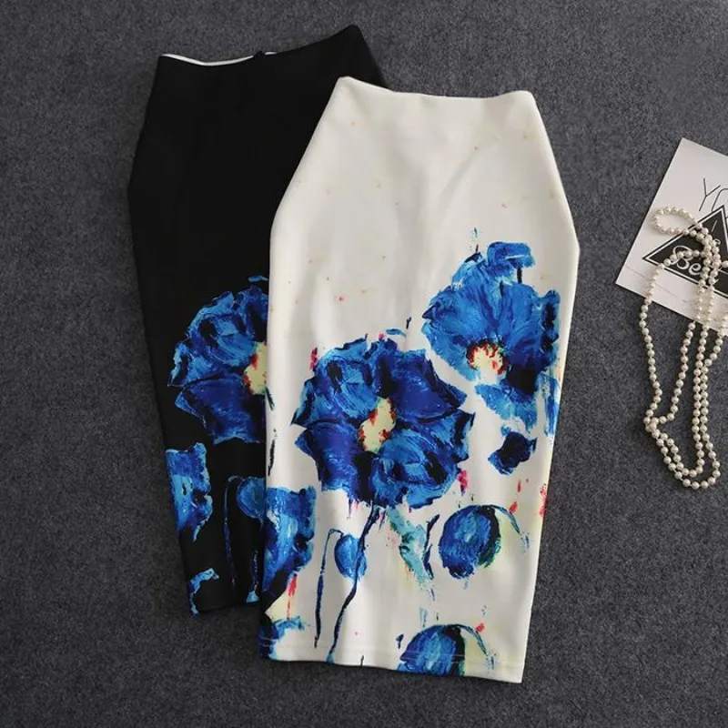Printed Skir t2020 High Waist Slim Slit Mid-Length over-the-Knee Skirt Thin Elastic All-match Women Ink painting women skirts
Printed Skir t2020 High Waist Slim Slit Mid-Length over-the-Knee Skirt Thin Elastic All-match Women Ink painting women skirts