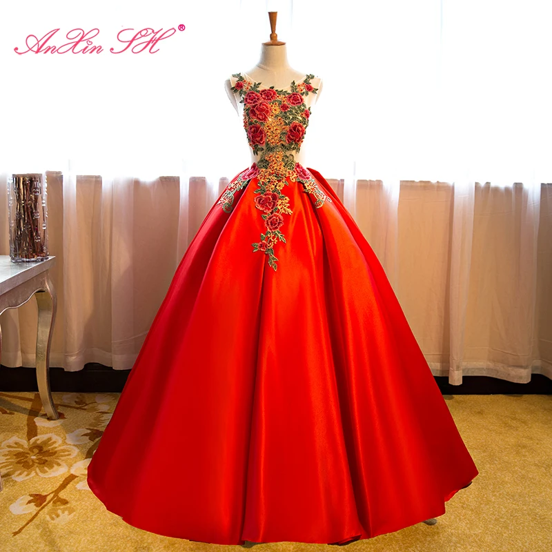 AnXin SH princess red flower lace evening Dress vintage party o neck beading embroidery illusion bride performance evening dress
AnXin SH princess red flower lace evening Dress vintage party o neck beading embroidery illusion bride performance evening dress