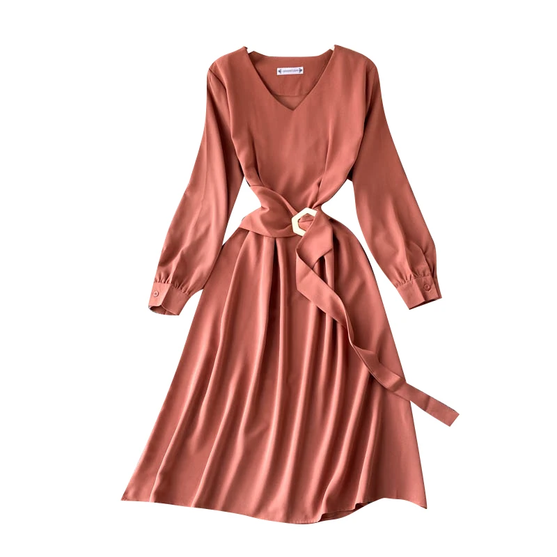 Office Wear V Neck Women A Line Midi Elegant Sashes Waist Female Lady Dress Vestidos
Office Wear V Neck Women A Line Midi Elegant Sashes Waist Female Lady Dress Vestidos