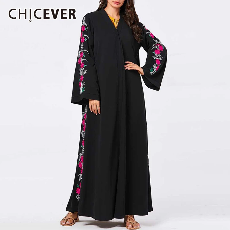 CHICEVER Dress For Female Embroidery Print V Neck Long Sleeve Oversize Loose Casual Maxi Dresses Women 2020 Fashion New Clothes
CHICEVER Dress For Female Embroidery Print V Neck Long Sleeve Oversize Loose Casual Maxi Dresses Women 2020 Fashion New Clothes