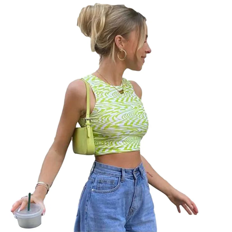 Ladies Short Vest 2021 Summer Fashion Women Round Neck Showing Belly Button Slim Skinny Green Corrugated Inner Vest BX202104006
Ladies Short Vest 2021 Summer Fashion Women Round Neck Showing Belly Button Slim Skinny Green Corrugated Inner Vest BX202104006