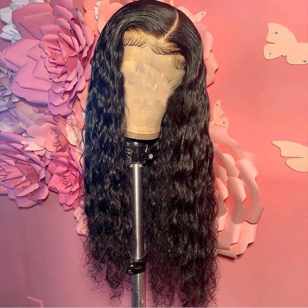 Фото Длинные парики RONGDUOYI с глубокой волной натуральные волосы парик на шнуровке