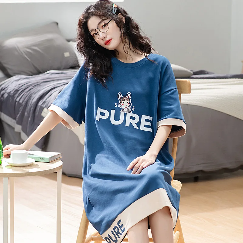 Homewear Women Casual Cartoon nightgown Ladies Cotton nightdress Female Round collar Plus size Cute sleep dress
Homewear Women Casual Cartoon nightgown Ladies Cotton nightdress Female Round collar Plus size Cute sleep dress