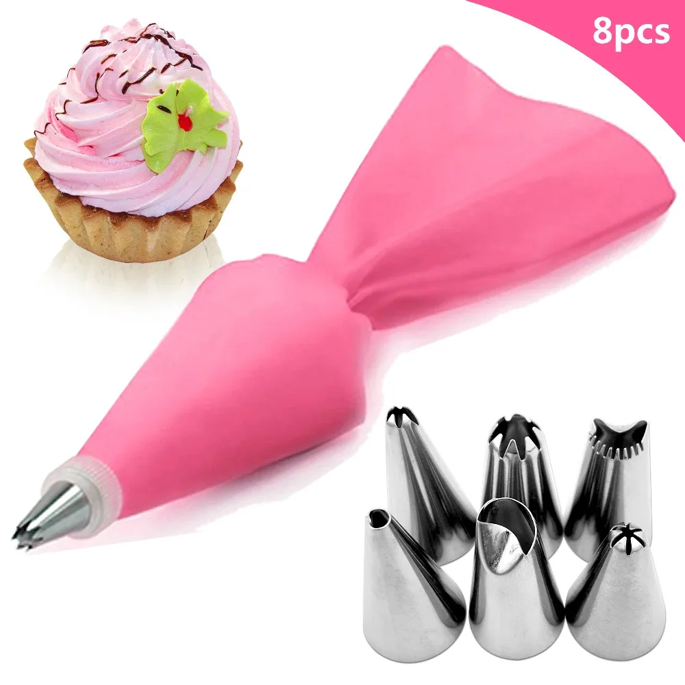 8pcs/set Silicone Icing Piping Cream Pastry Bag Dessert Decorators Stainless Steel Nozzle Set DIY Cake Decorating Tips
8pcs/set Silicone Icing Piping Cream Pastry Bag Dessert Decorators Stainless Steel Nozzle Set DIY Cake Decorating Tips