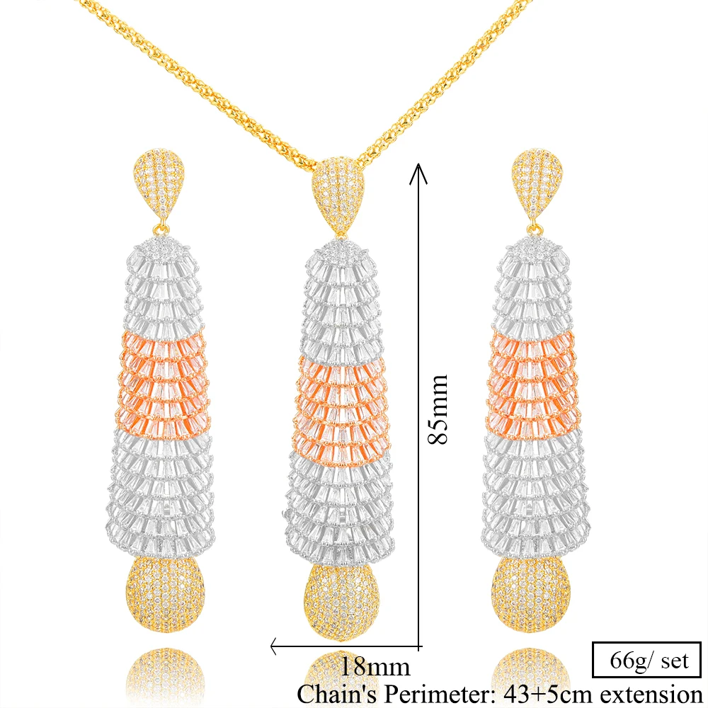 missvikki Luxury Noble Shiny Long Pendant Drop Earrings Necklace Jewelry Set Super CZ Bridal Wedding Accessories High Quality
missvikki Luxury Noble Shiny Long Pendant Drop Earrings Necklace Jewelry Set Super CZ Bridal Wedding Accessories High Quality