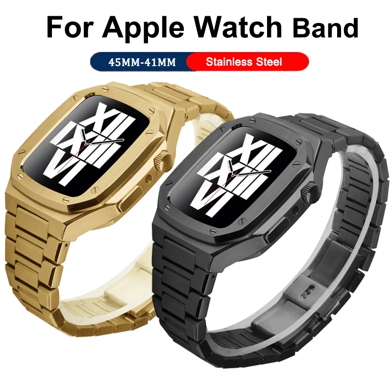 Correa 44mm For iWatch Series 7 45mm Luxury Metal smart WatchBand for apple watch 7 6 5 4 Stainless steel set Watchcase bracelet
Correa 44mm For iWatch Series 7 45mm Luxury Metal smart WatchBand for apple watch 7 6 5 4 Stainless steel set Watchcase bracelet